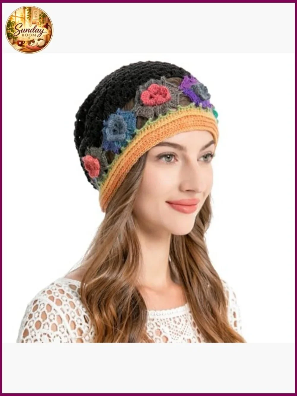 Women's Handmade Crochet Slouchy Beanie Hat - Cotton Knit Summer Skull Cap